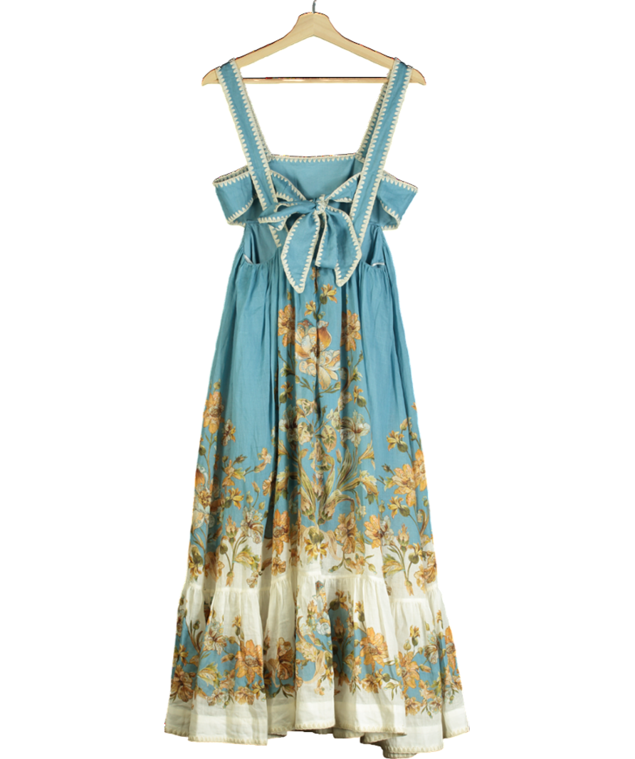 Zimmermann Blue Chintz Tiered Midi Dress UK 10