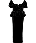 Self-Portrait Black Peplum Velvet Midi Dress UK 8