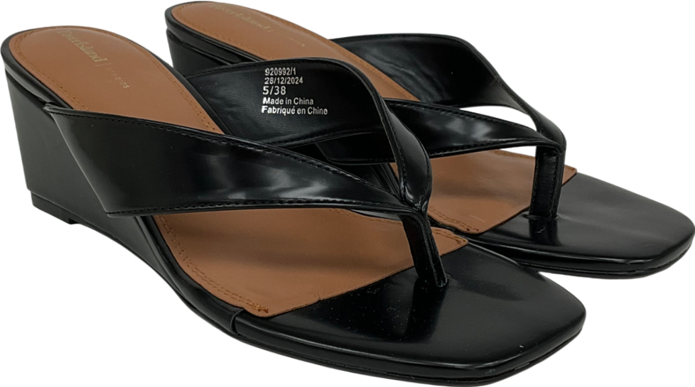 River Island Black Block Heel Mules UK 5 EU 38 👠