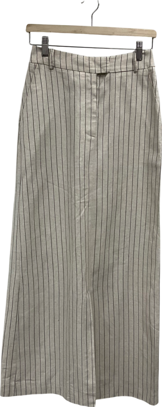 Nasty Gal Cream Premium Tailored Linen Maxi Skirt UK 6