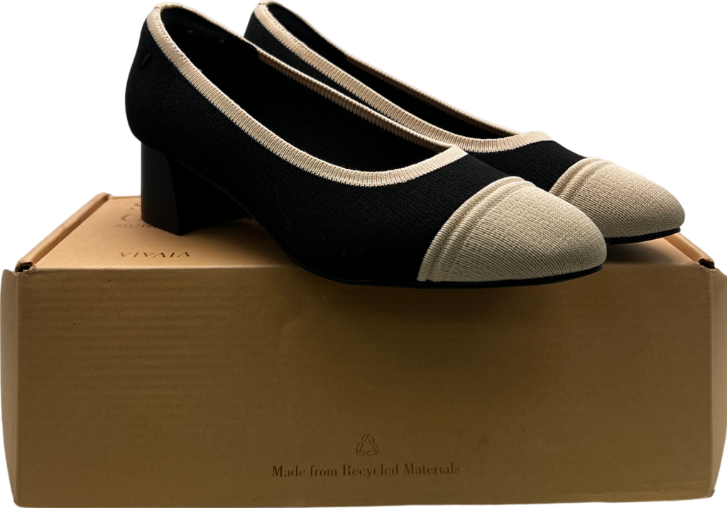 vivaia Black Round-toe Chunky Heels UK 5 EU 38 👠