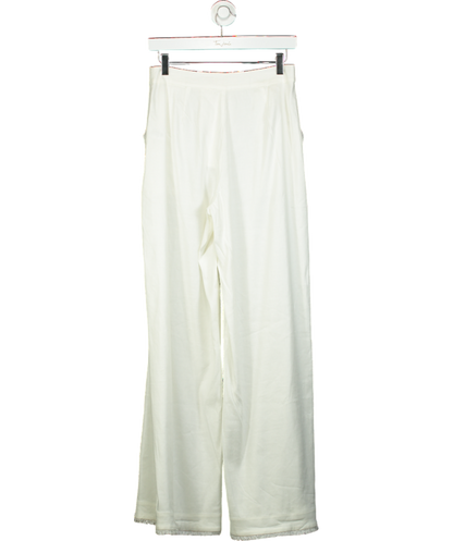 Kivari White Frill Trim Linen Look Trouser UK 8