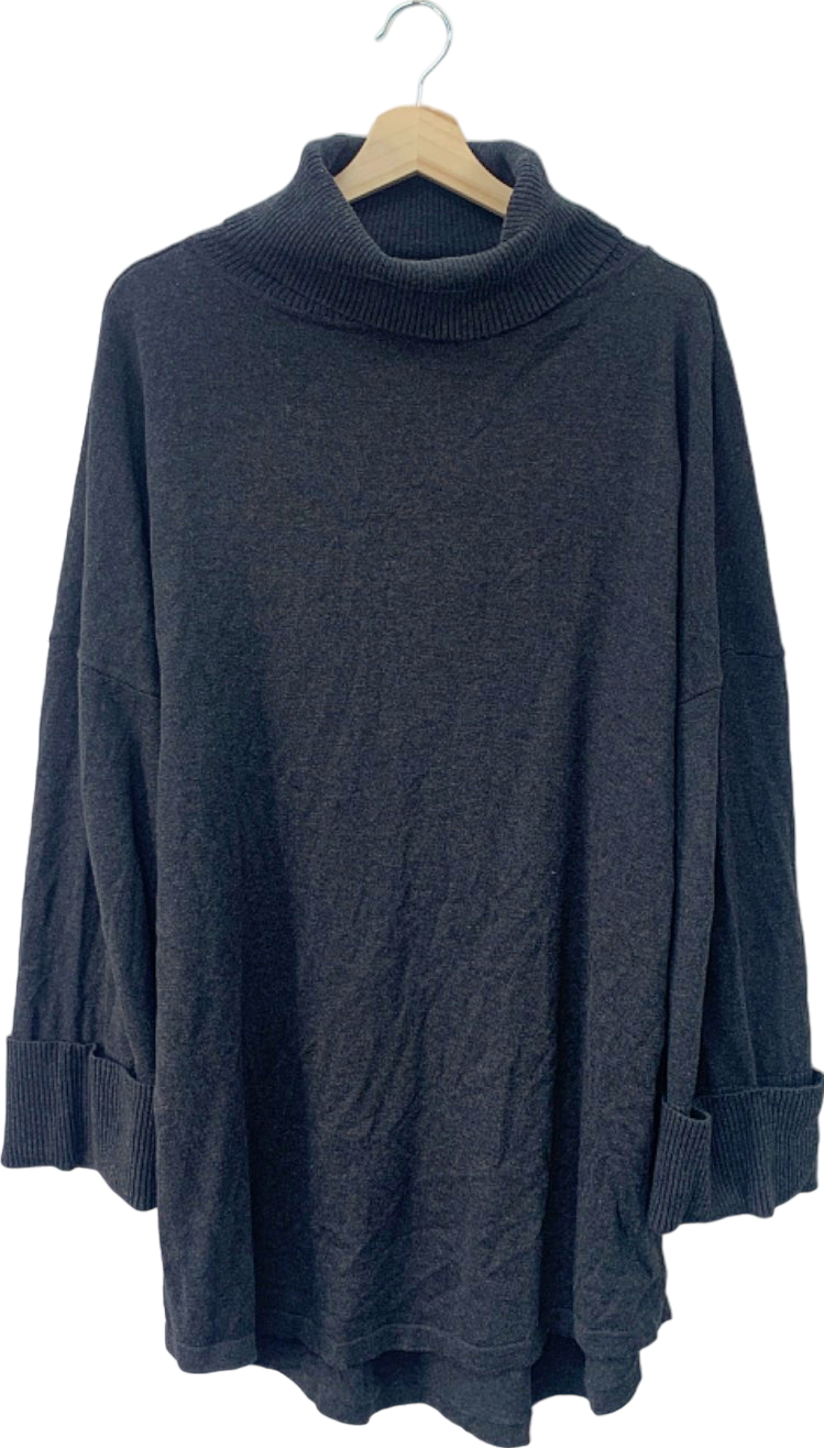 Pepper Black Oversized Cotton Turtleneck Jumper - Medium