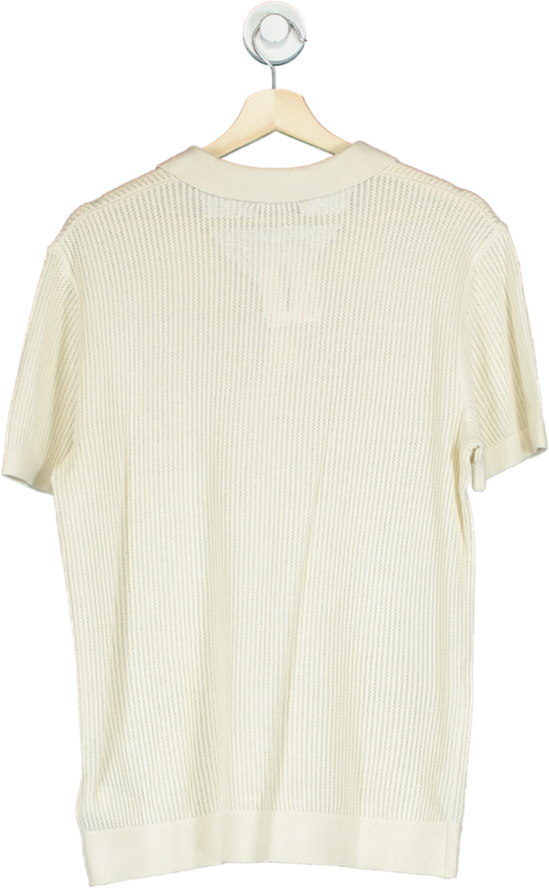 GAP Cream Short Sleeve Knitted Polo Shirt UK S