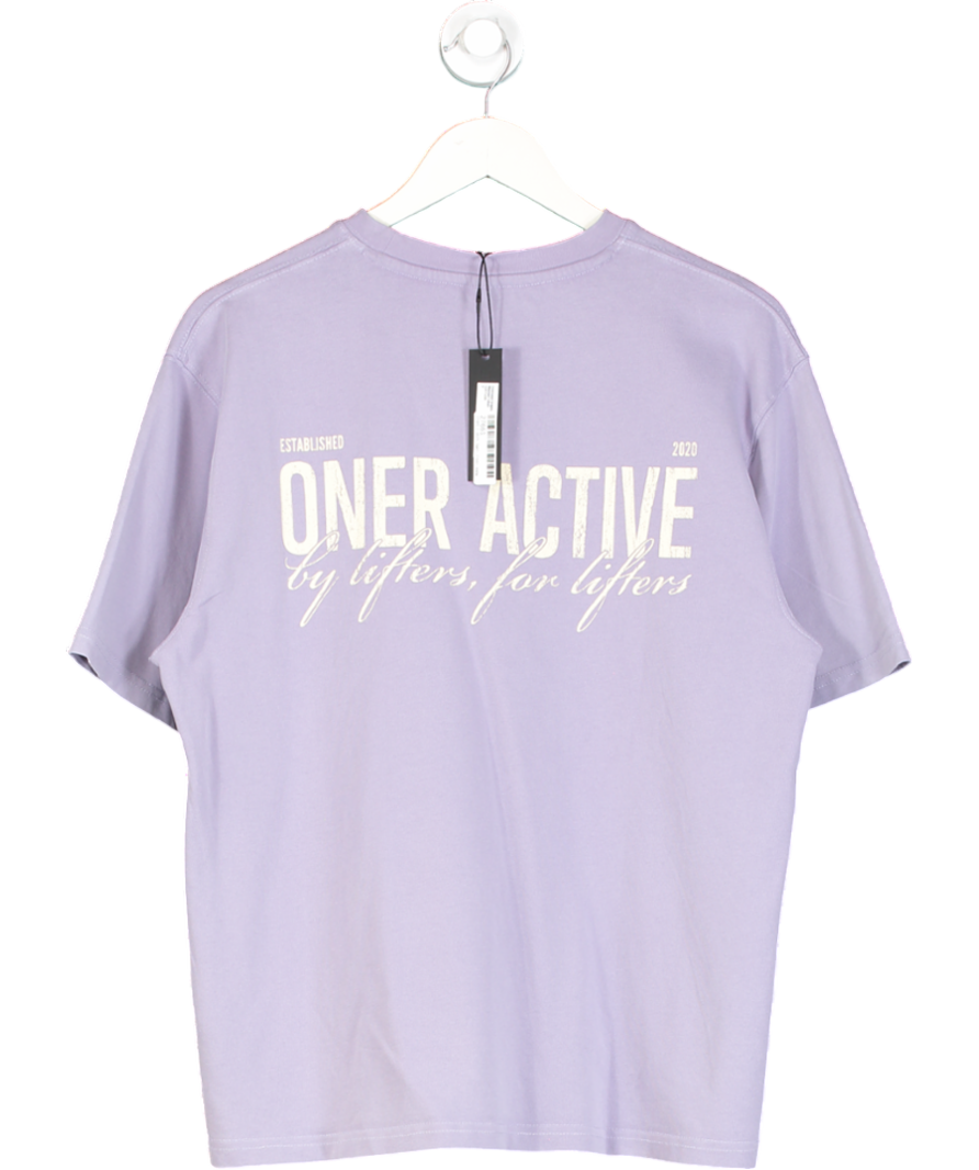 Oner Active Purple Oversized Graphic Washed T Shirt UK S