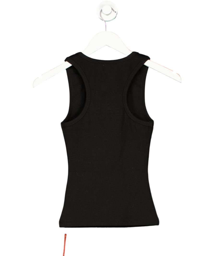 kai Black Nao Cotton Logo Embroidered Racer Back Vest Top UK XS