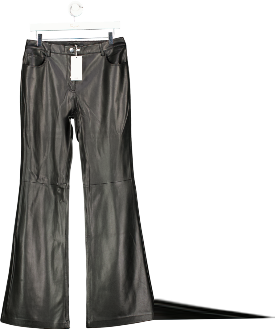 MANGO Black  Faux Leather Flare Trousers UK 12