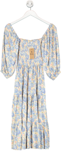 Polo Ralph Lauren Multicoloured Flower Puff Sleeve Midi Dress UK M
