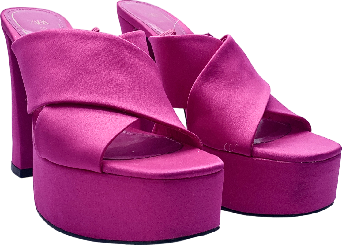 ZARA Pink High Heel Platform Sandals Fuchsia UK 5 EU 38 👠