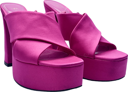 ZARA Pink High Heel Platform Sandals Fuchsia UK 5 EU 38 👠