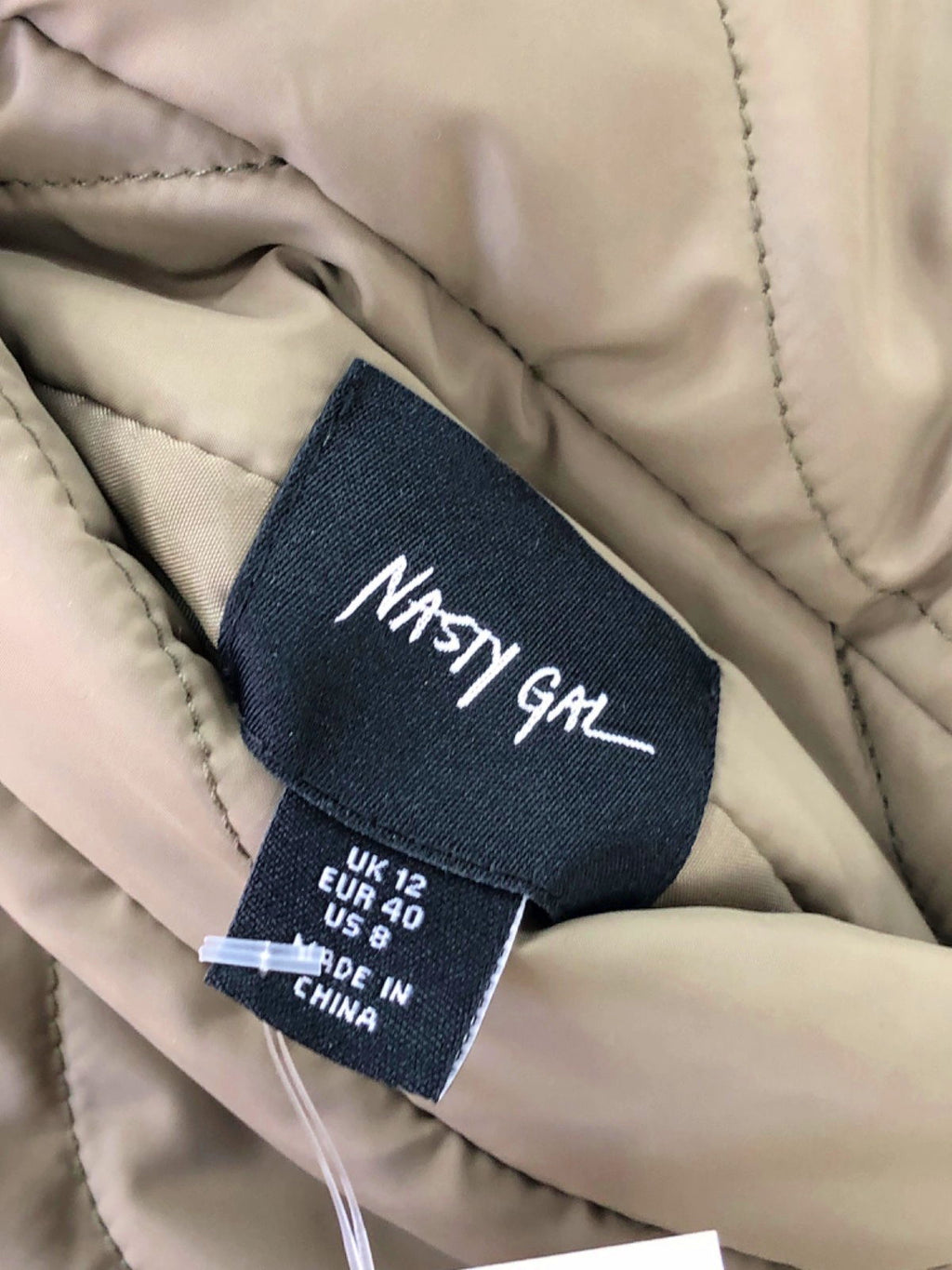 Nasty Gal Khaki Quilted Jacket UK 12