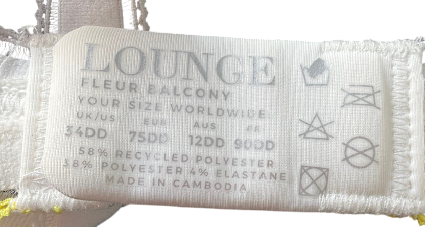 Lounge Underwear White Fleur Balcony Lace Bra UK 34DD