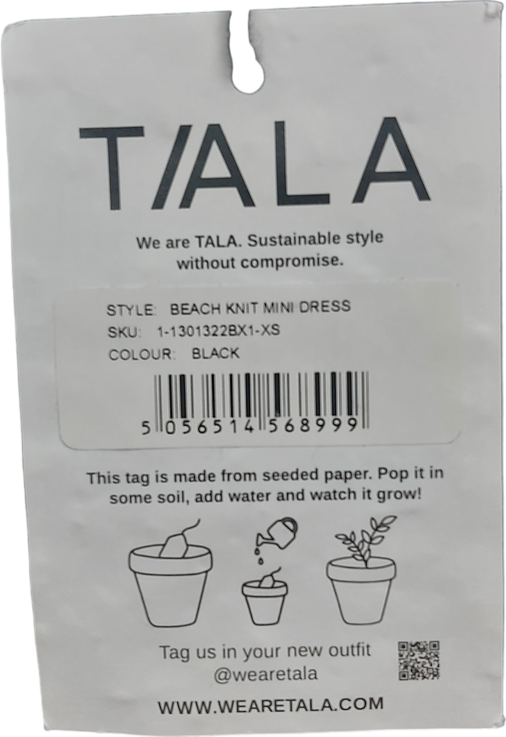 T/ALA Black Beach Knit Mini Dress UK XS