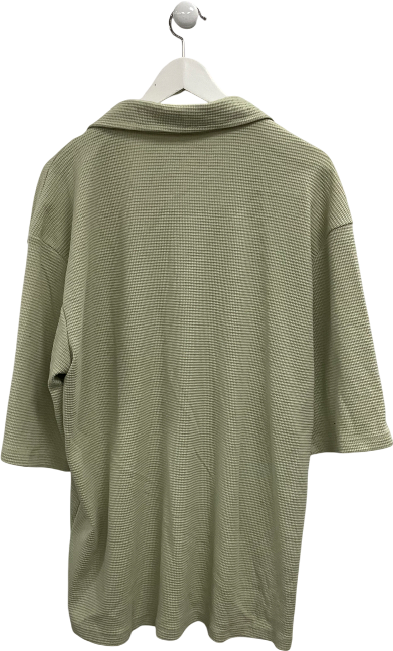 boohooMan Green Double Knit Jersey Texture Short Sleeve Shirt UK L