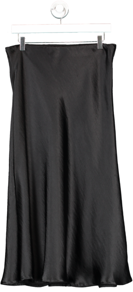 Threadbare Black Satin Slip Midi Skirt UK 12