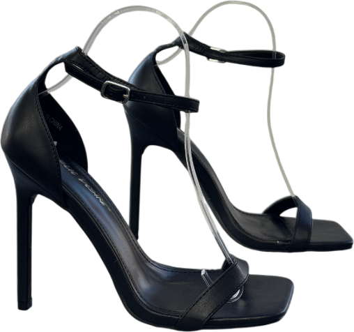 Public Desire Black Barely There Heeled Sandals UK 4 EU 37