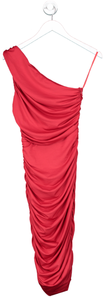 AX Paris Red One Shoulder Ruched Dress UK 8