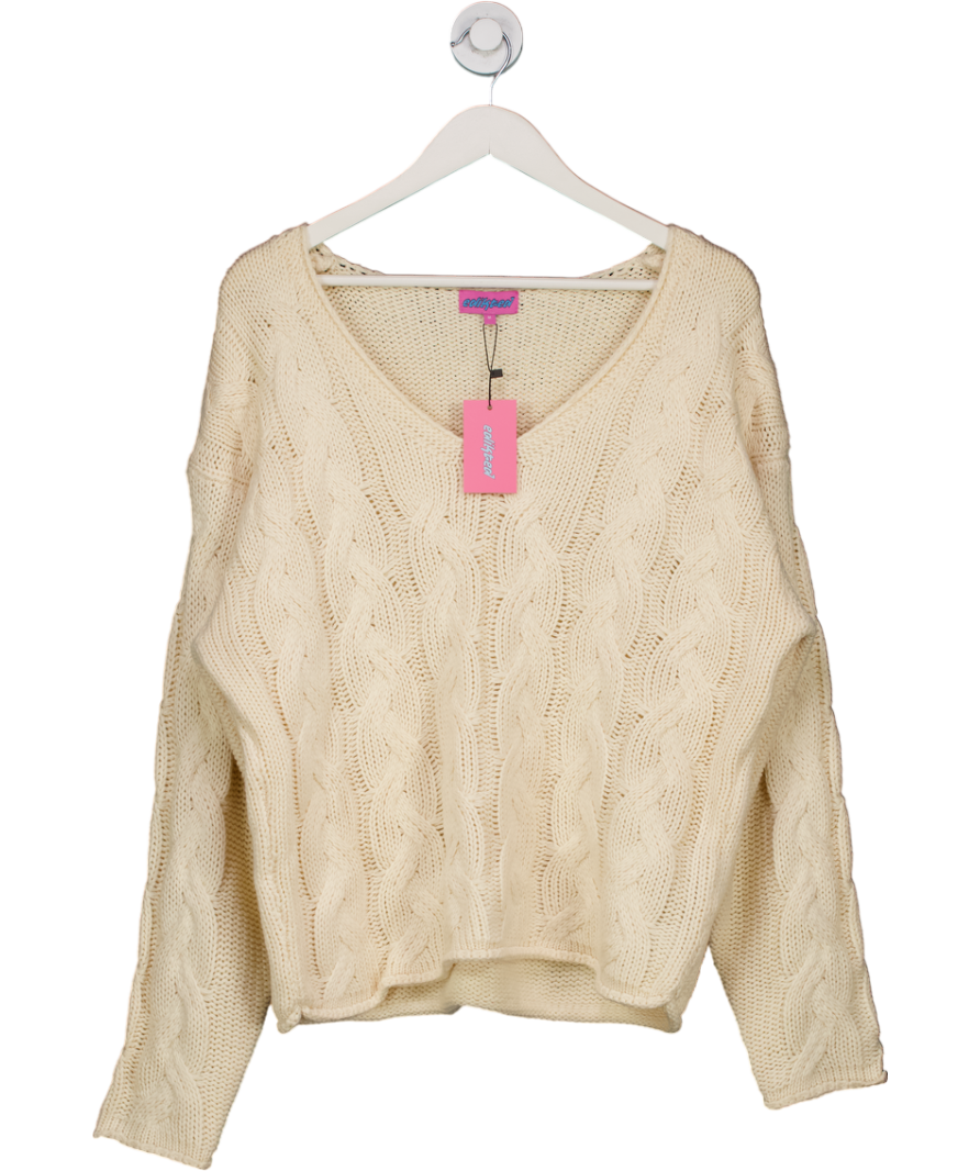 Edikted Cream Inga Oversized Cable Knit Sweater UK M