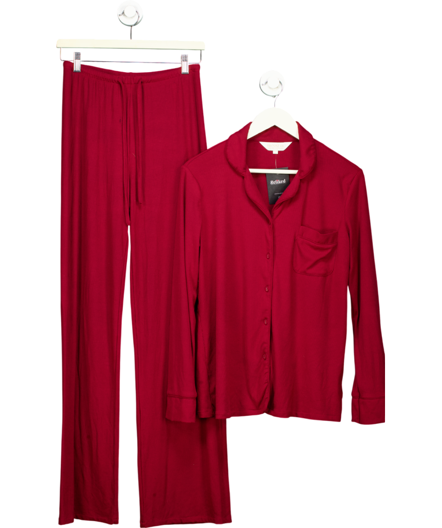 The NAP Co. Red Ribbed Trouser Sleep Set UK 8