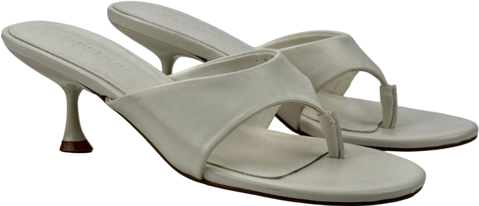 TOPSHOP Isabella Mid Heel Toe Thong Mule In White UK 4 EU 37 👠