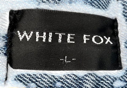 White Fox Blue On Vacay Denim Shorts UK L