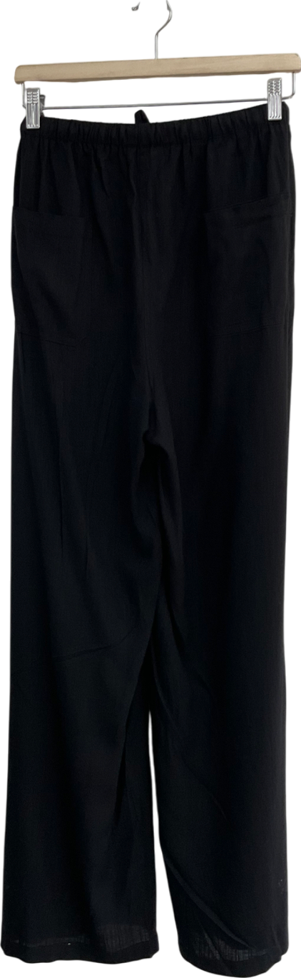 SimplyBe Black Pull On Wide Leg Trousers - Long Length UK 18