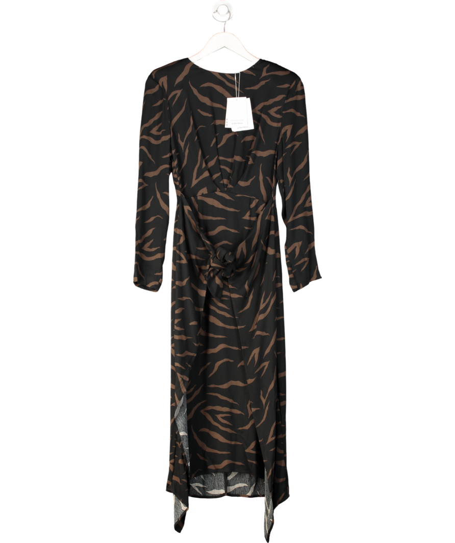 & Other Stories Black Midi Slit Wrap Dress UK 8