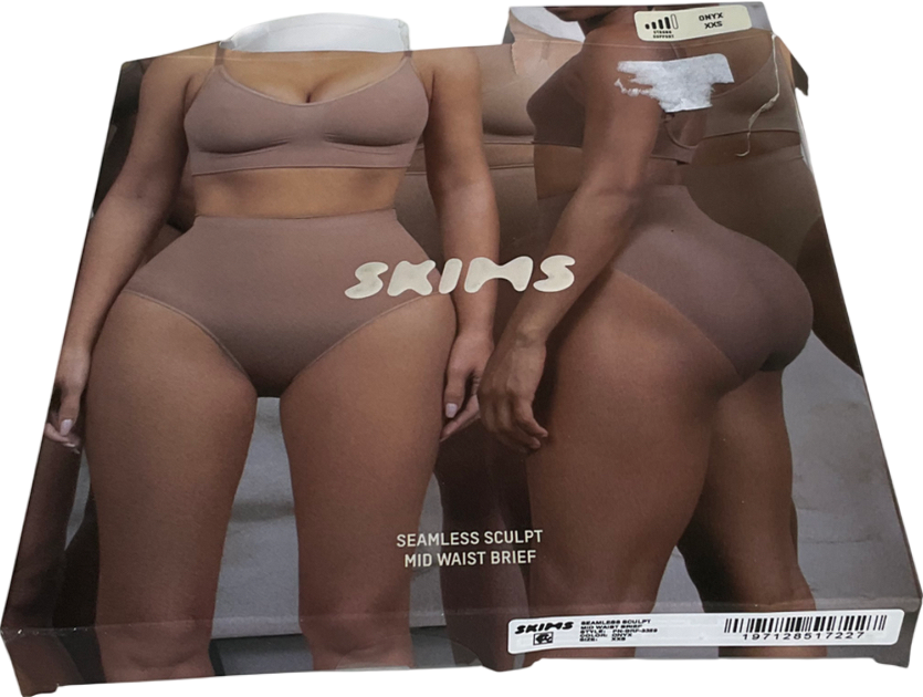 SKIMS Black Seamless Sculpt Mid Waist Brief - Onyx UK XXS