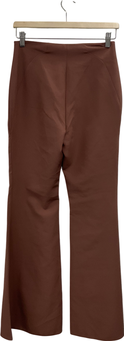 ASOS Brown Satin Flared Trousers UK 8