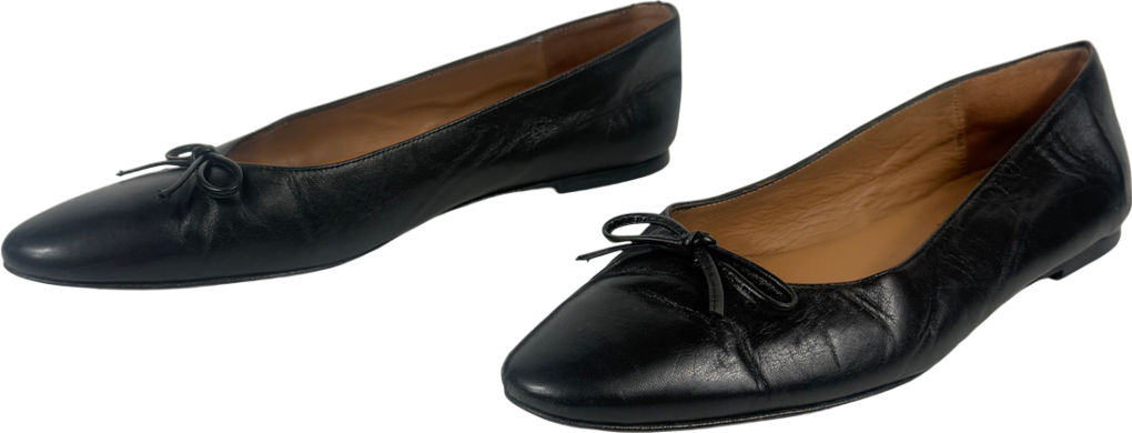 Flattered Bodil Leather Black Ballet shoes UK 7 EU 40