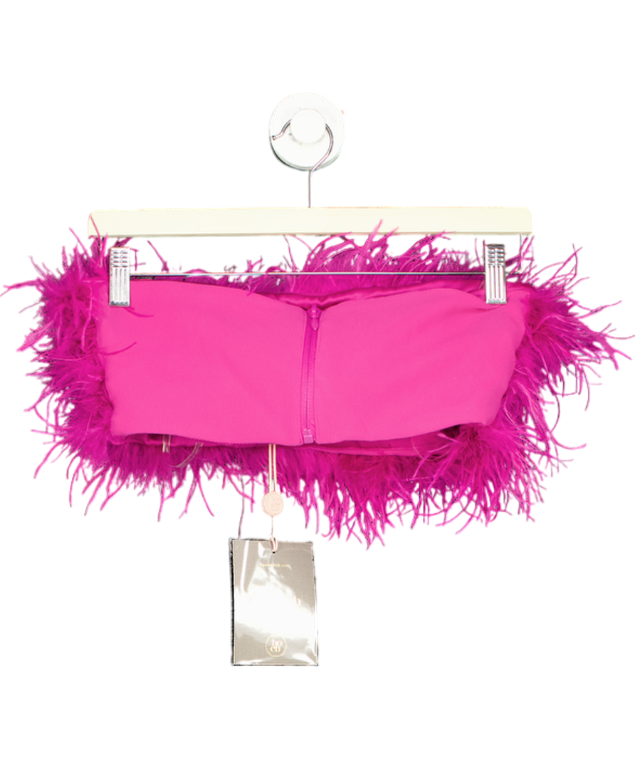 House of CB Pink Fenella Feather Trimmed Bandeau Top UK S