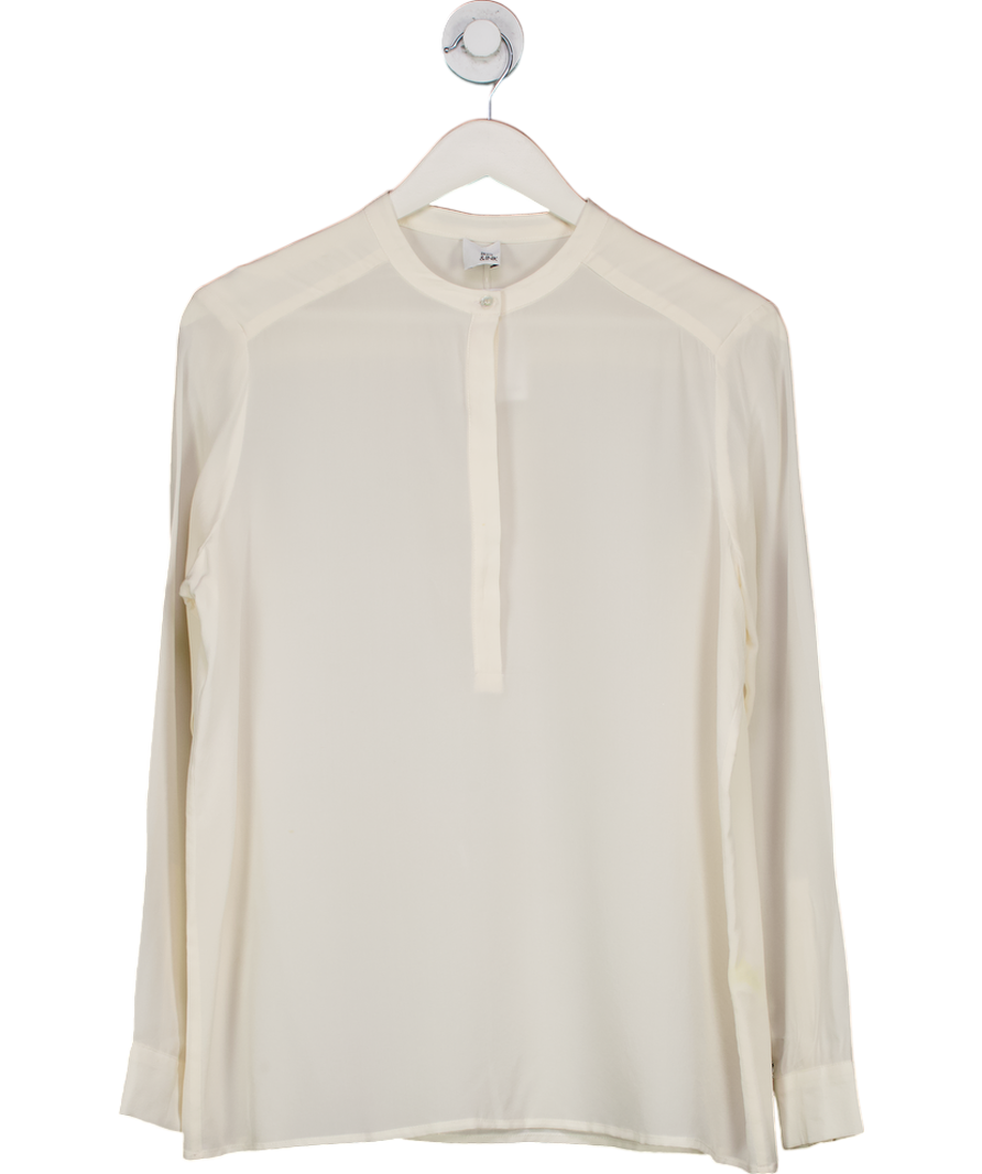 Iris & Ink Cream 100% Silk Long Sleeve Blouse UK 12
