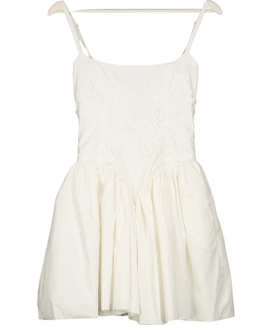 MISS CIRCLE NEW YORK Kadi White Cotton Drop Waist Corset back Mini Dress UK S