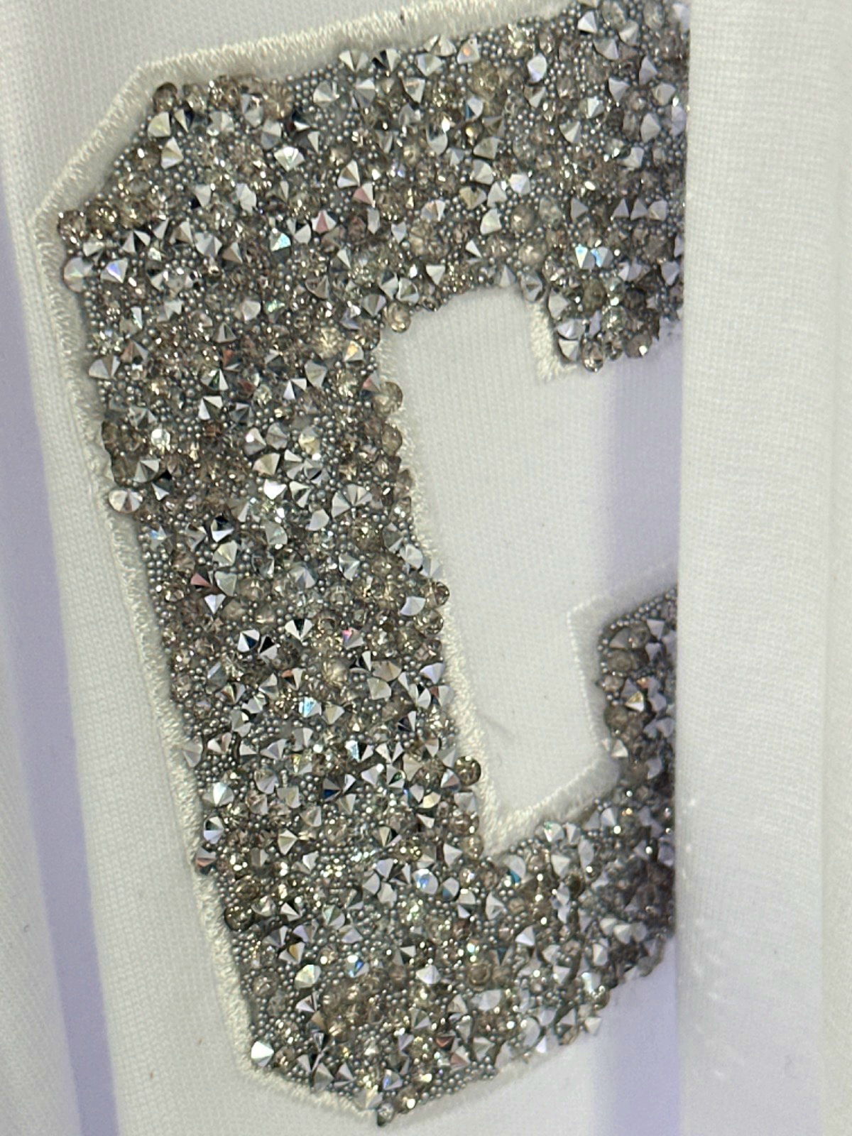 Cernucci White "C" Rhinestone Embellished T-Shirt UK S