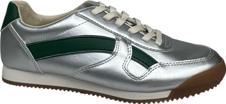 Next Metallic Silver Forever Comfort Lace Up Trainers UK 4 EU 37 👠