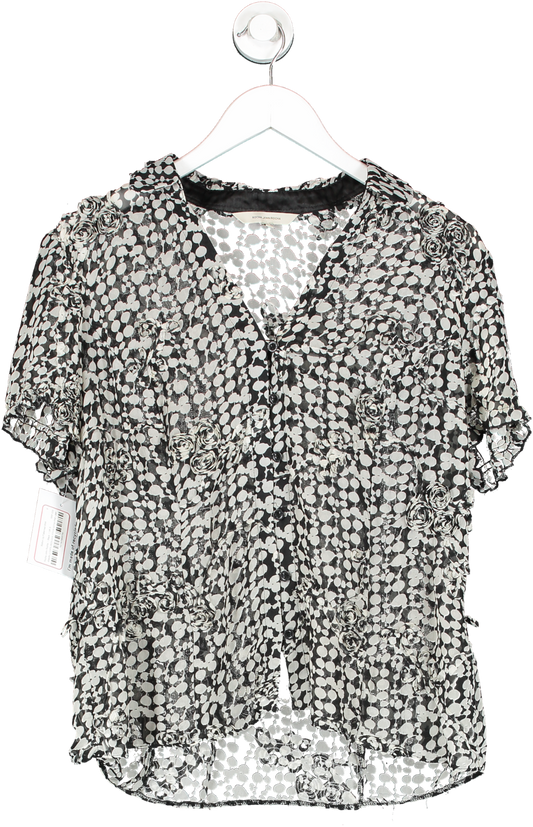 Rocha John Rocha Black Button Up Patterned Shirt UK S