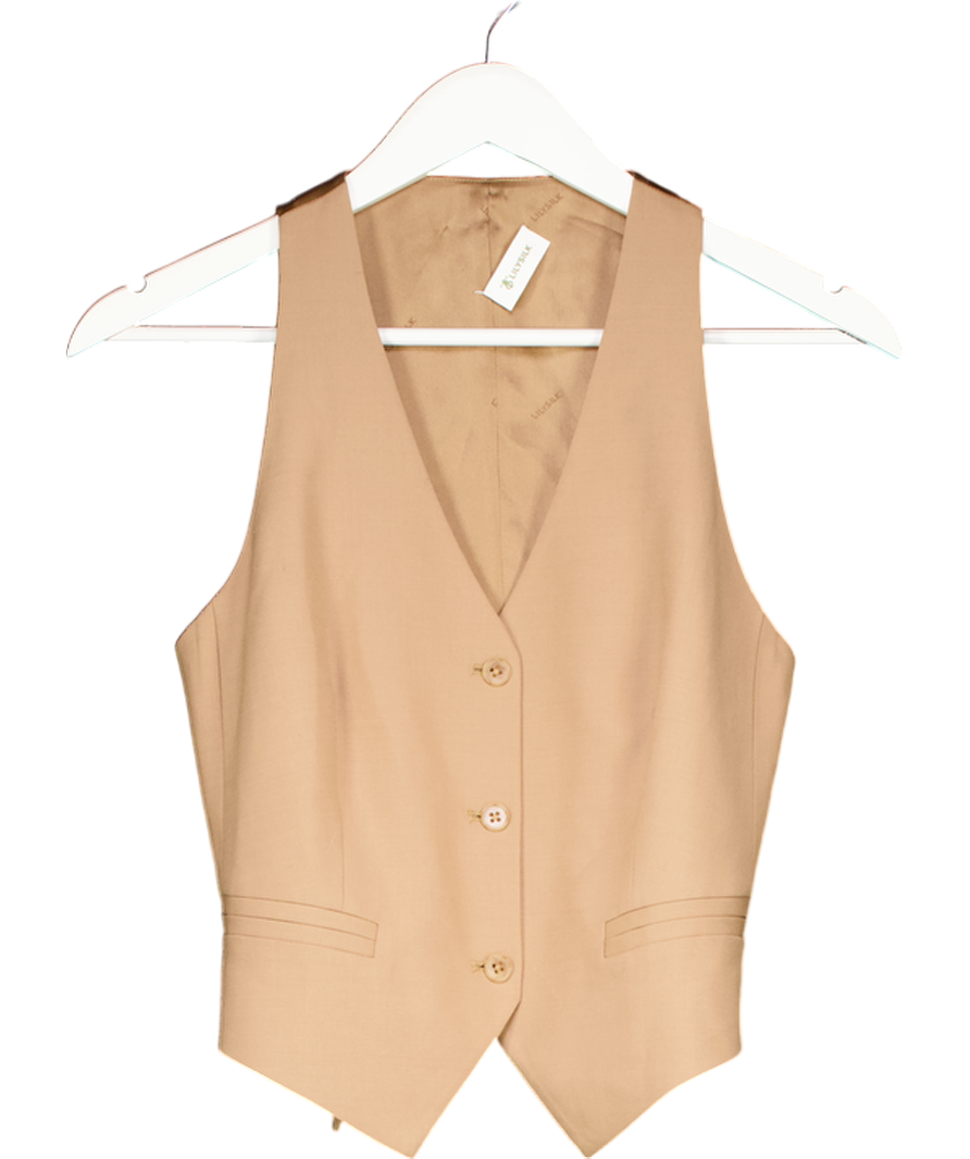 Lilysilk Beige Camel Waistcoat Top UK 8