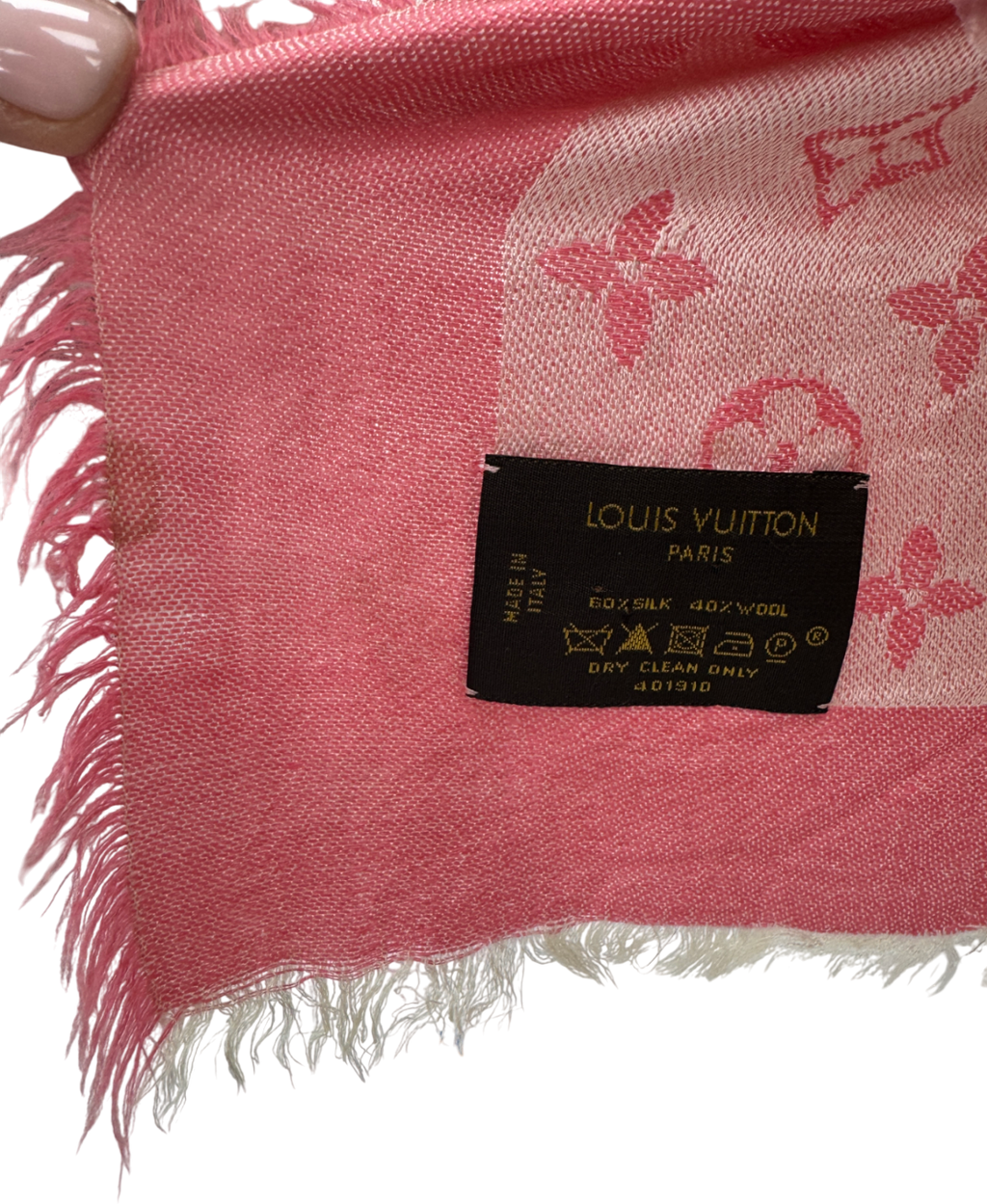 Louis Vuitton Coral Pink Iconic LV Monogram Silk/wool Blend Scarf