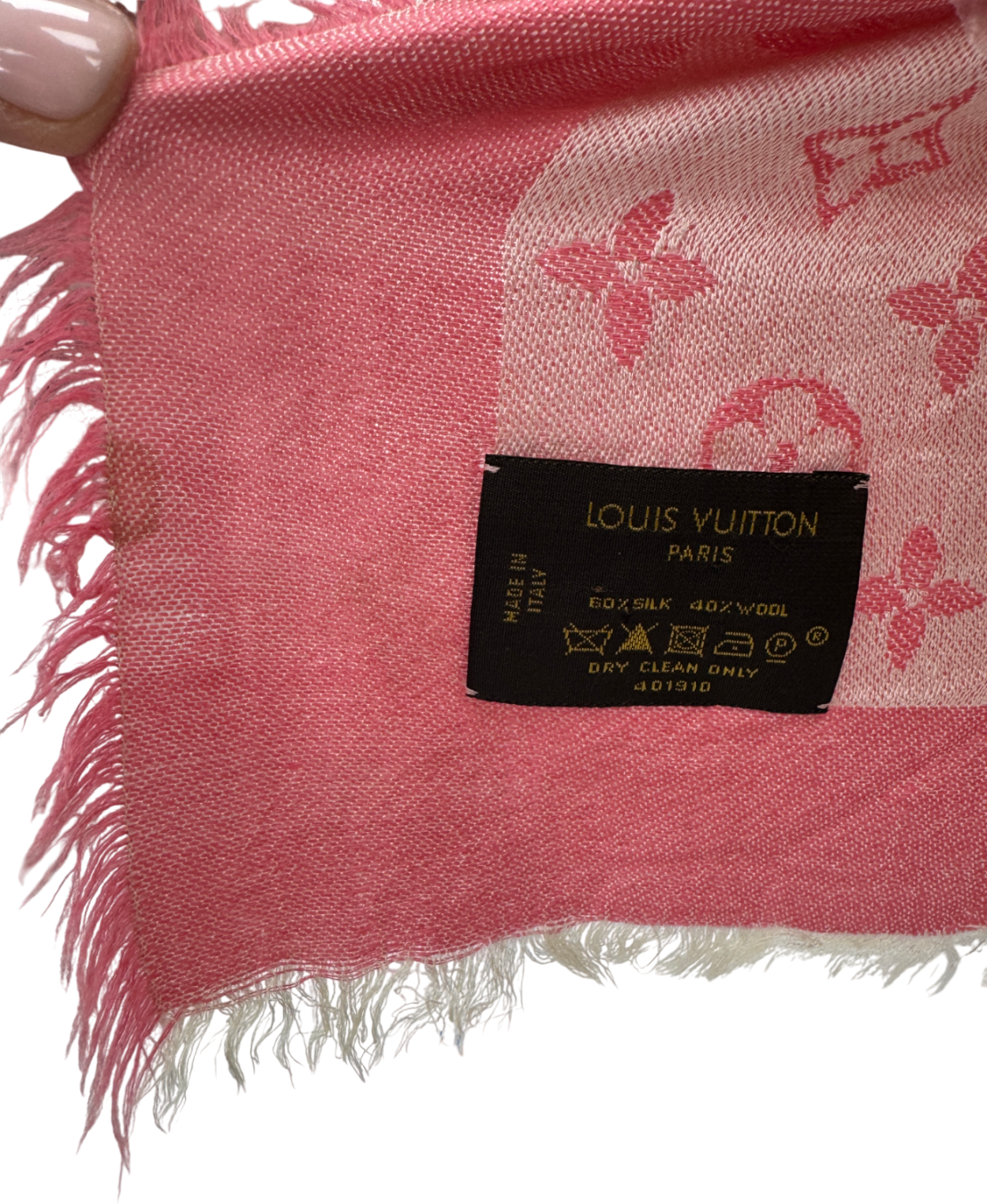 Louis Vuitton Coral Pink Iconic LV Monogram Silk/wool Blend Scarf