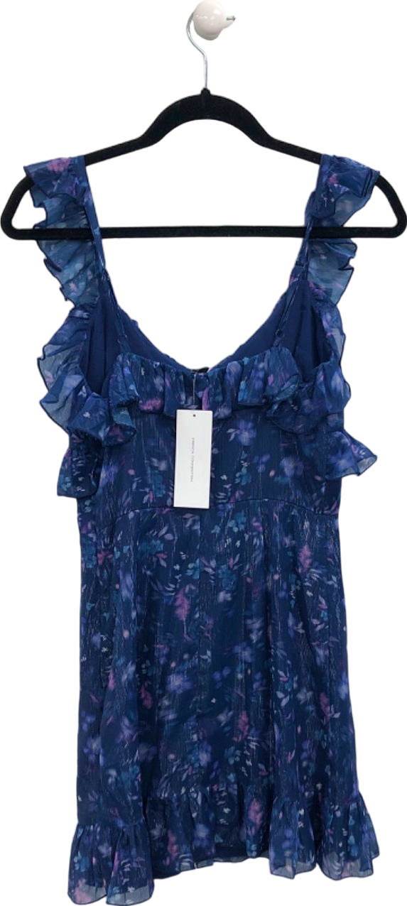 French Connection Blue Depths Ruffled Sleeveless Dress UK 8