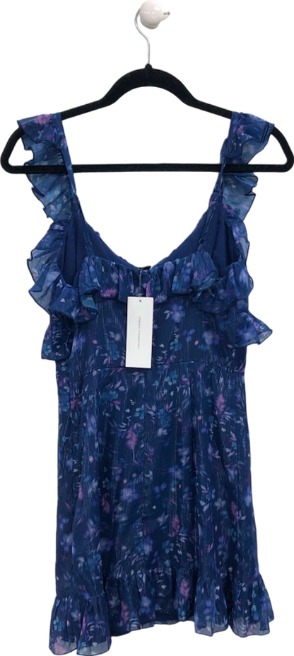 French Connection Blue Depths Ruffled Sleeveless Dress UK 8