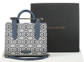 Strathberry Blue Nano Monogram Tote in Box