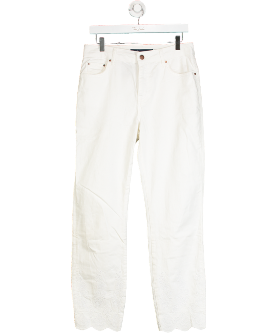 Boden White Slim Straight Leg Embroidered Jeans Tall Fit UK 12
