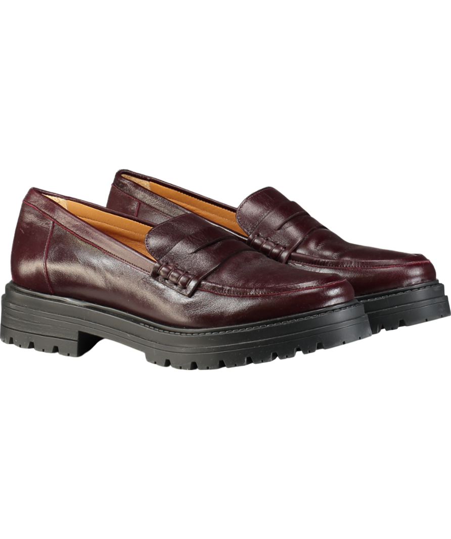 Sezane Red Albane Loafers  Glossy Burgundy UK 8 EU 41 👠