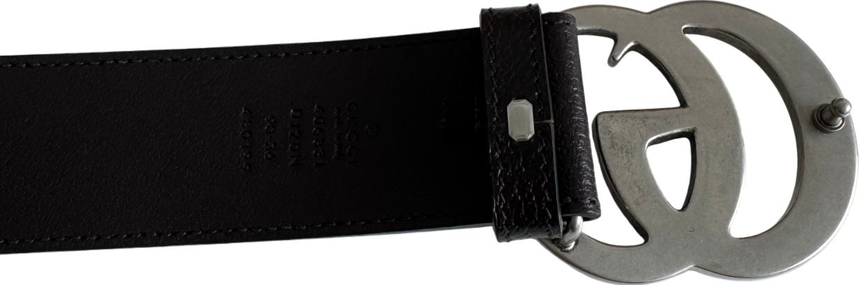 GUCCI Dark Brown Leather GG Marmont Wide Belt Sz 90cm/36" W30