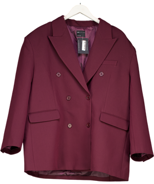ASOS Red Burgundy Tailored Double Breasted Power Shoulder Blaze UK 16/18