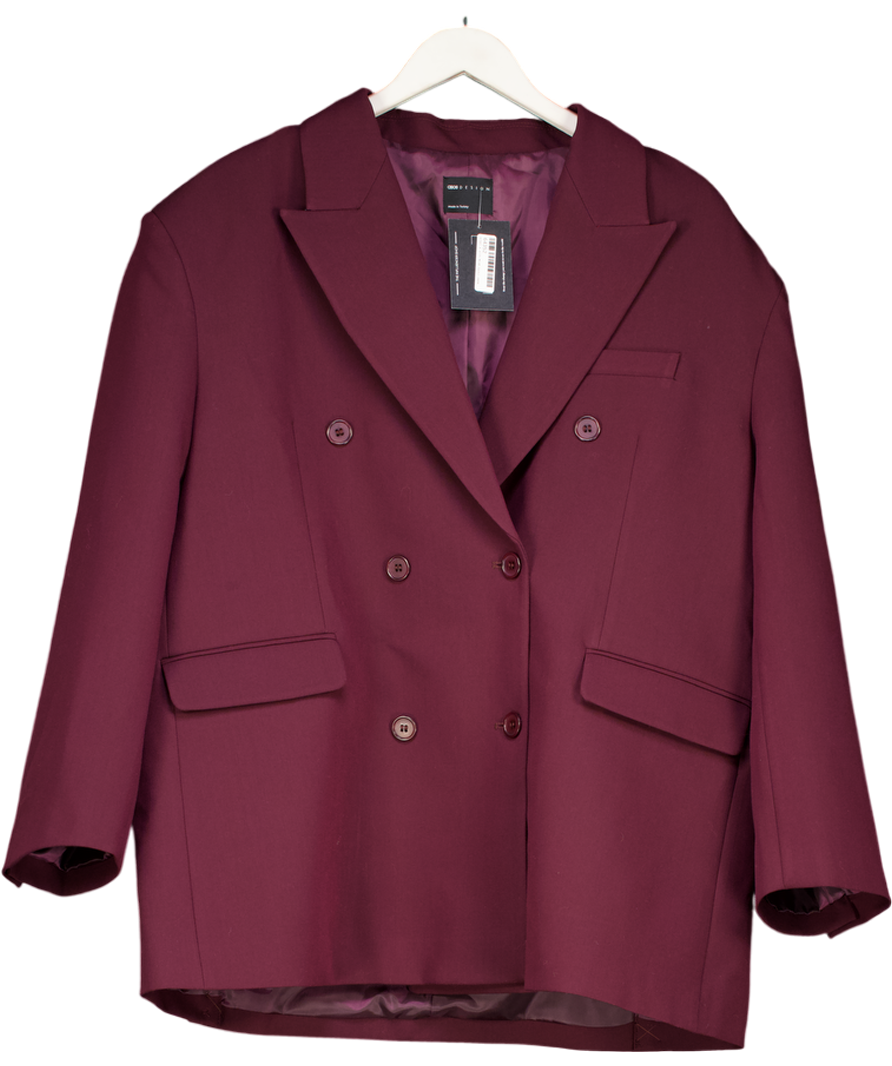 ASOS Red Burgundy Tailored Double Breasted Power Shoulder Blaze UK 16/18