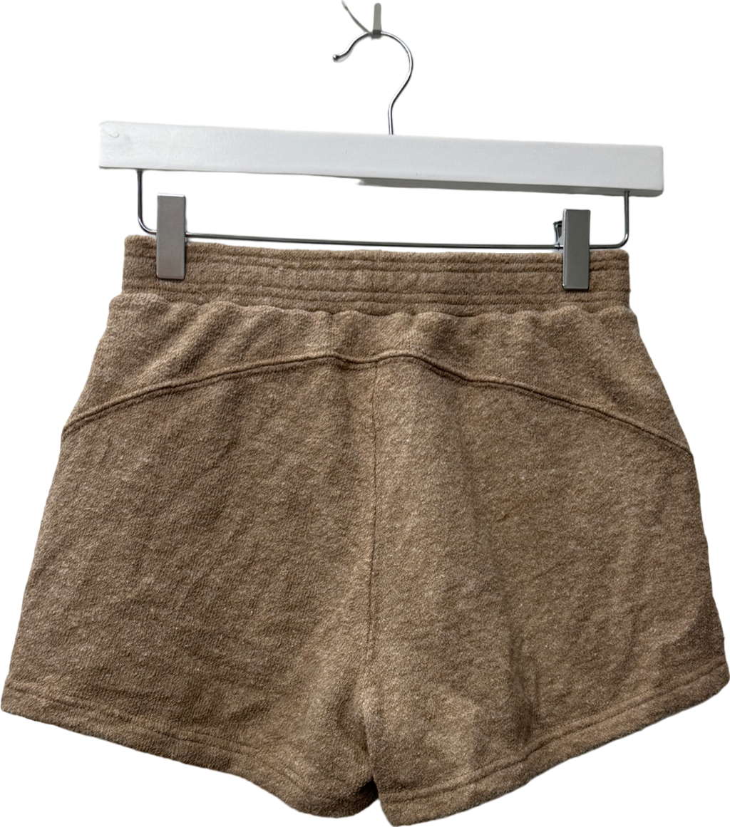 Bo + Tee Beige Terry Towelling Shorts In Mocha Brown UK XS