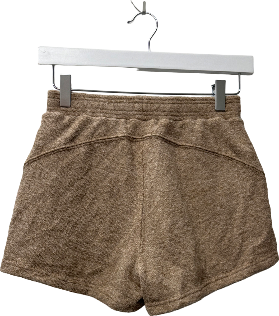 Bo + Tee Beige Terry Towelling Shorts In Mocha Brown UK XS