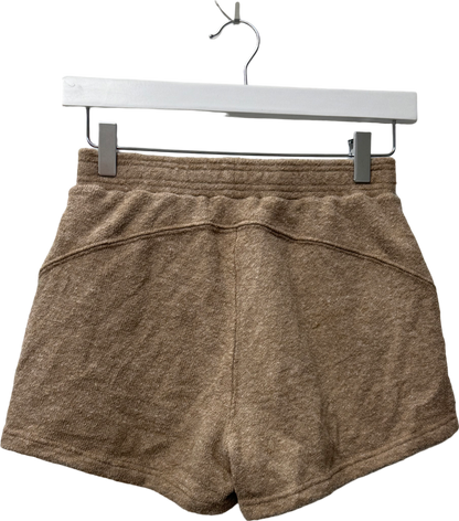 Bo + Tee Beige Terry Towelling Shorts In Mocha Brown UK XS